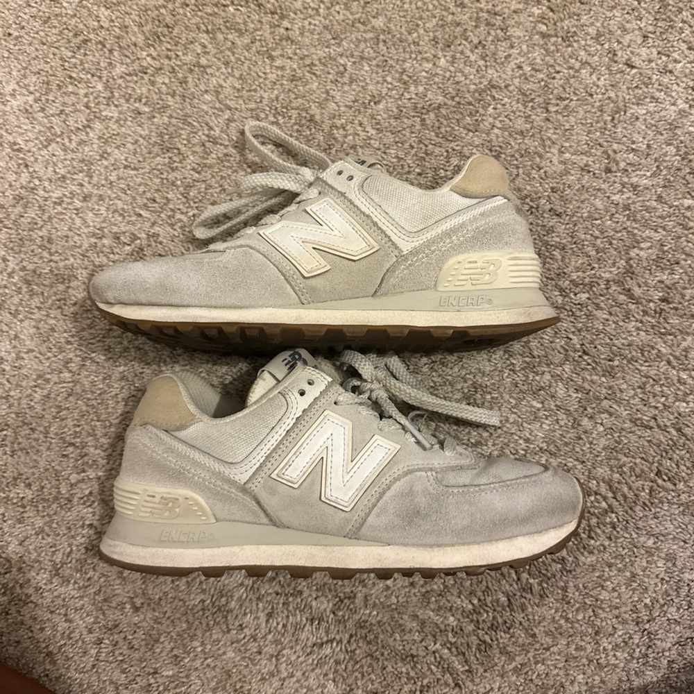 New Balance Light Gray and Tan Sneakers
